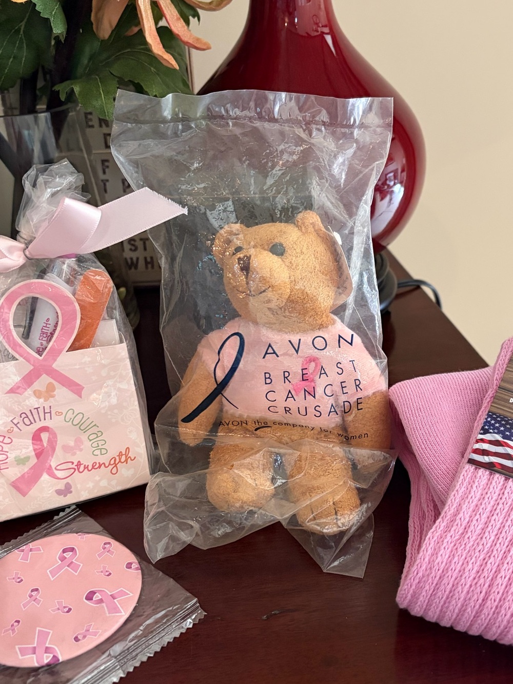 NWT 2001 Avon Breast Cancer Crusade vintage plush teddy bear bundle